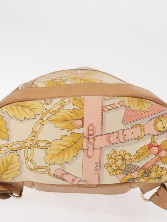 LOEWE Backpack Canvas Leather Beige Gold Auth BA8695 main image 7